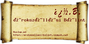 Árokszállási Bálint névjegykártya